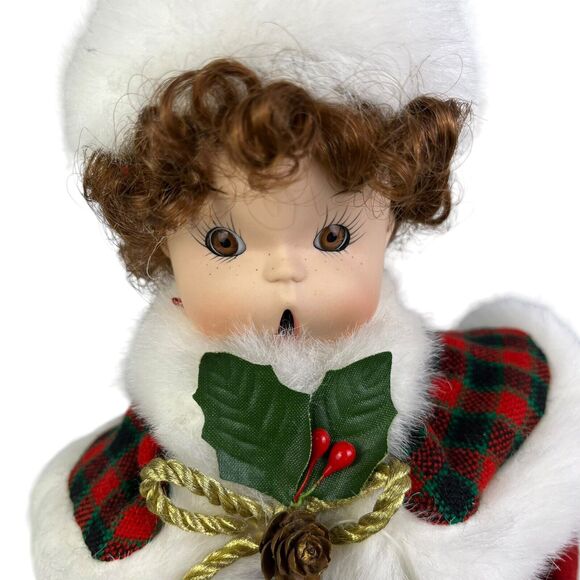 Vintage Christmas Caroler Tree Topper 15” Figurine 1998 Red Robe Holiday Decor - Picture 2 of 7